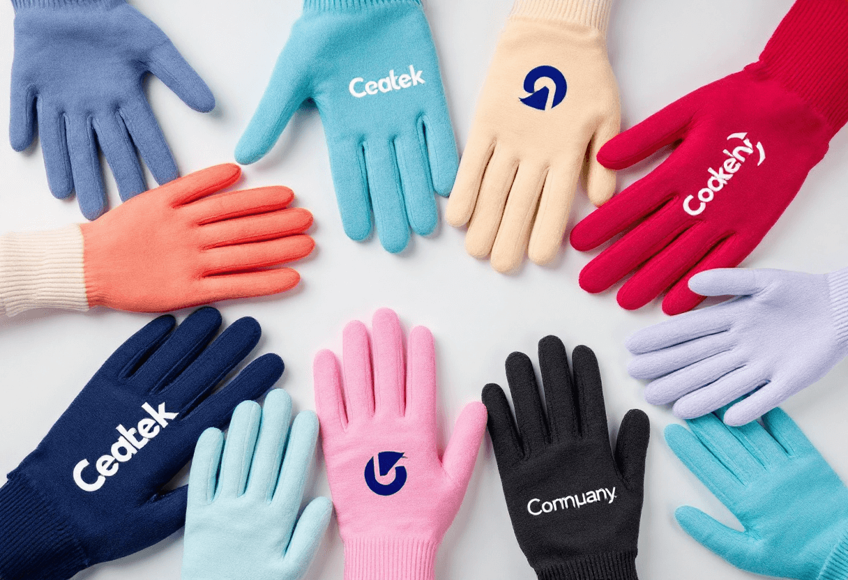 Gants colorés en vue dessus